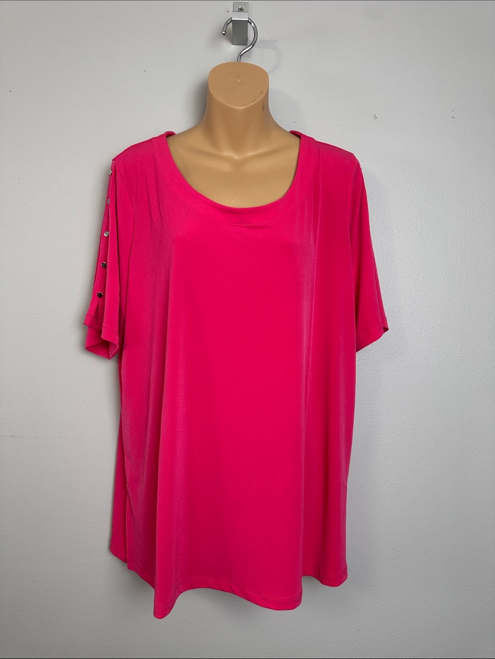 Susan Graver Pink Punch Petite Liquid Knit Elbow-Sleeve Tunic